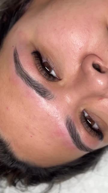 Lashes and tinted brows from above